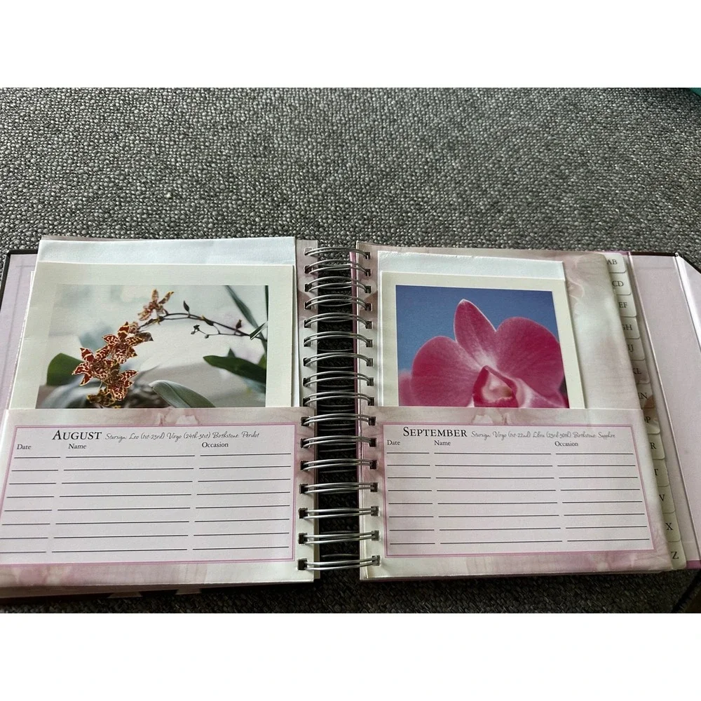 Bizzybee Orchids Greeting Card Book Birthday Organizer Address Book 2005 EUC